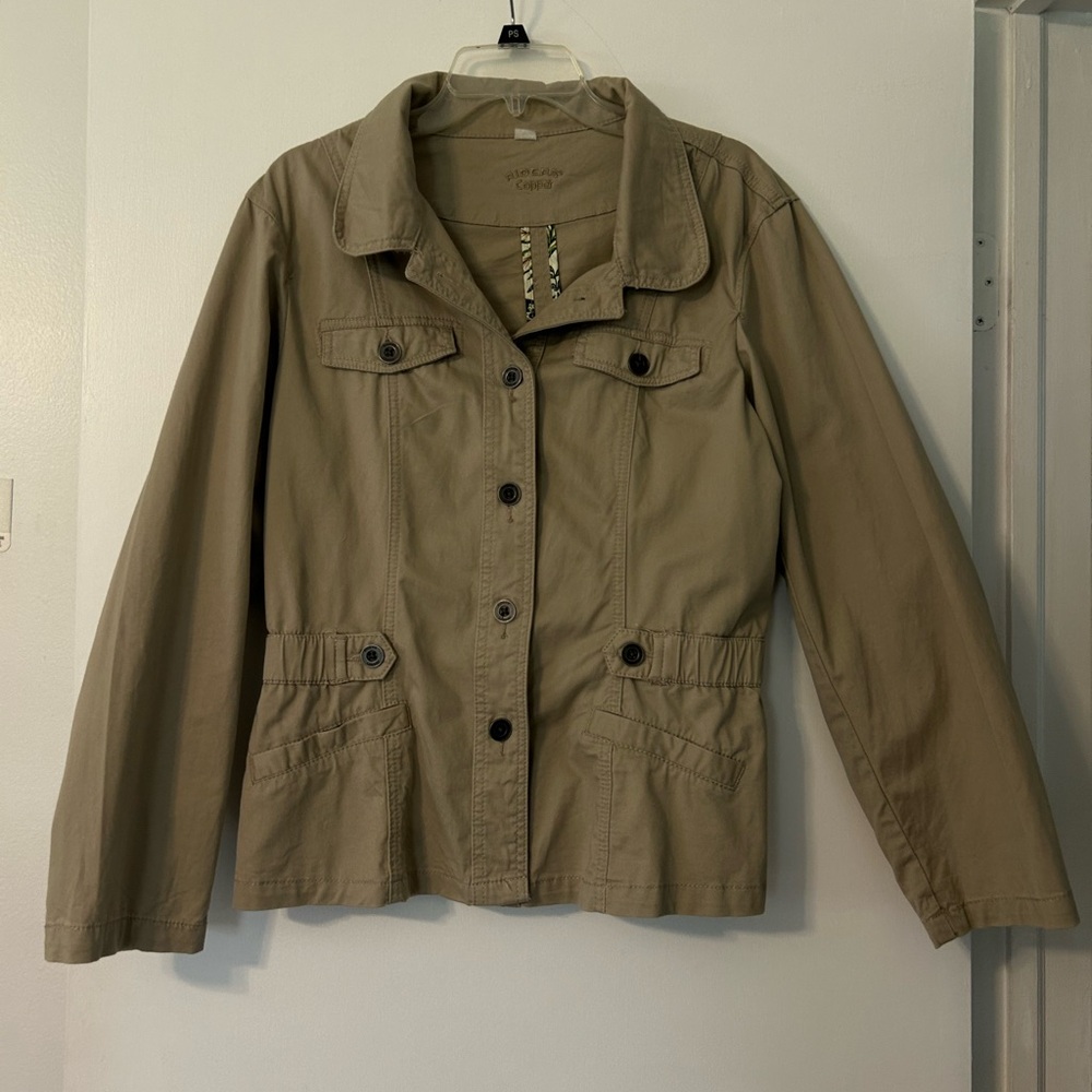 Casual Women's Khaki Utility Jacket - Lightweight Button Front